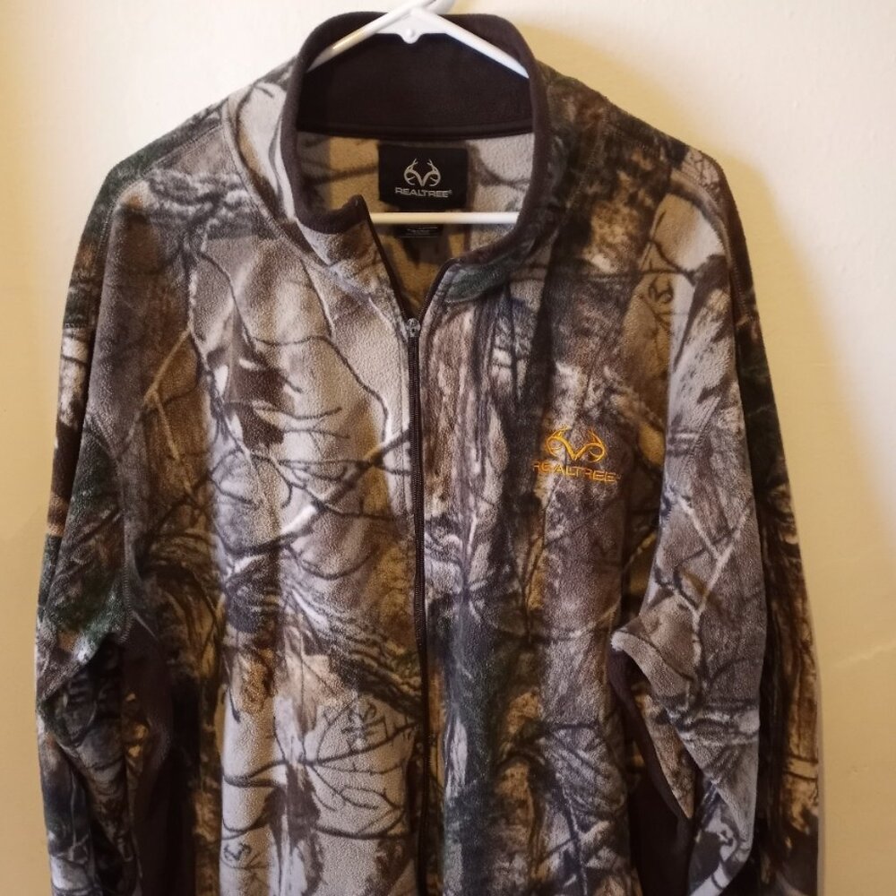 Realtree Men's 2XL Fleece Camouflage Zip Up Deep Pockets Long Sleeve Jacket-USED
